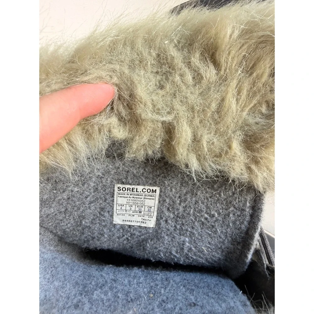 Sorel Joan of Arctic Snow Boots Women Gray Excellent Waterproof Faux Fur Suede
